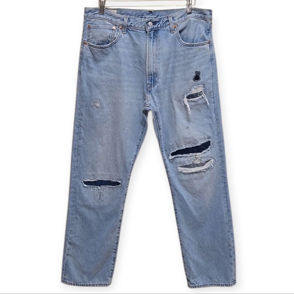 Levis 551 Z Authentic Straight Fit Jeans Mens 36X32 Big E Cotton Hemp Distressed